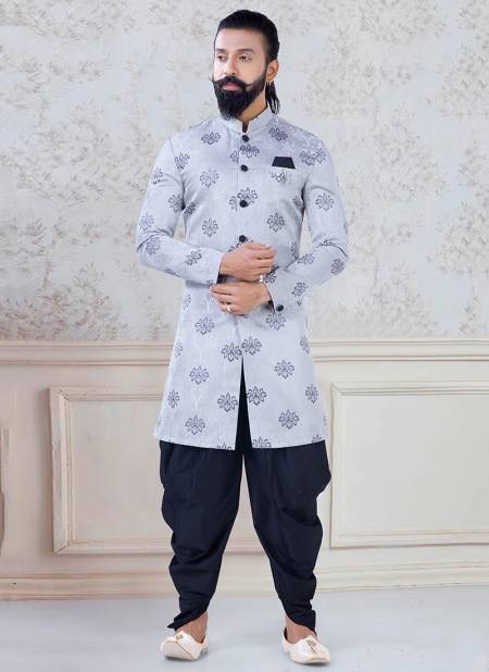 Gray Colour  New Designer Festive Wear Fancy Indo Western Mens Latest Collection KS 1147